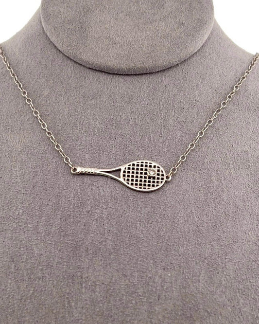 Women's Gold Racket + Diamond Ball Necklace