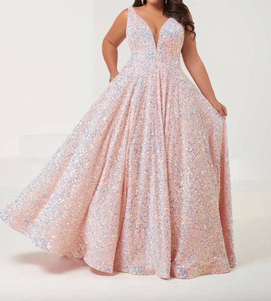 Samt-Pailletten-A-Linien-Abendkleid