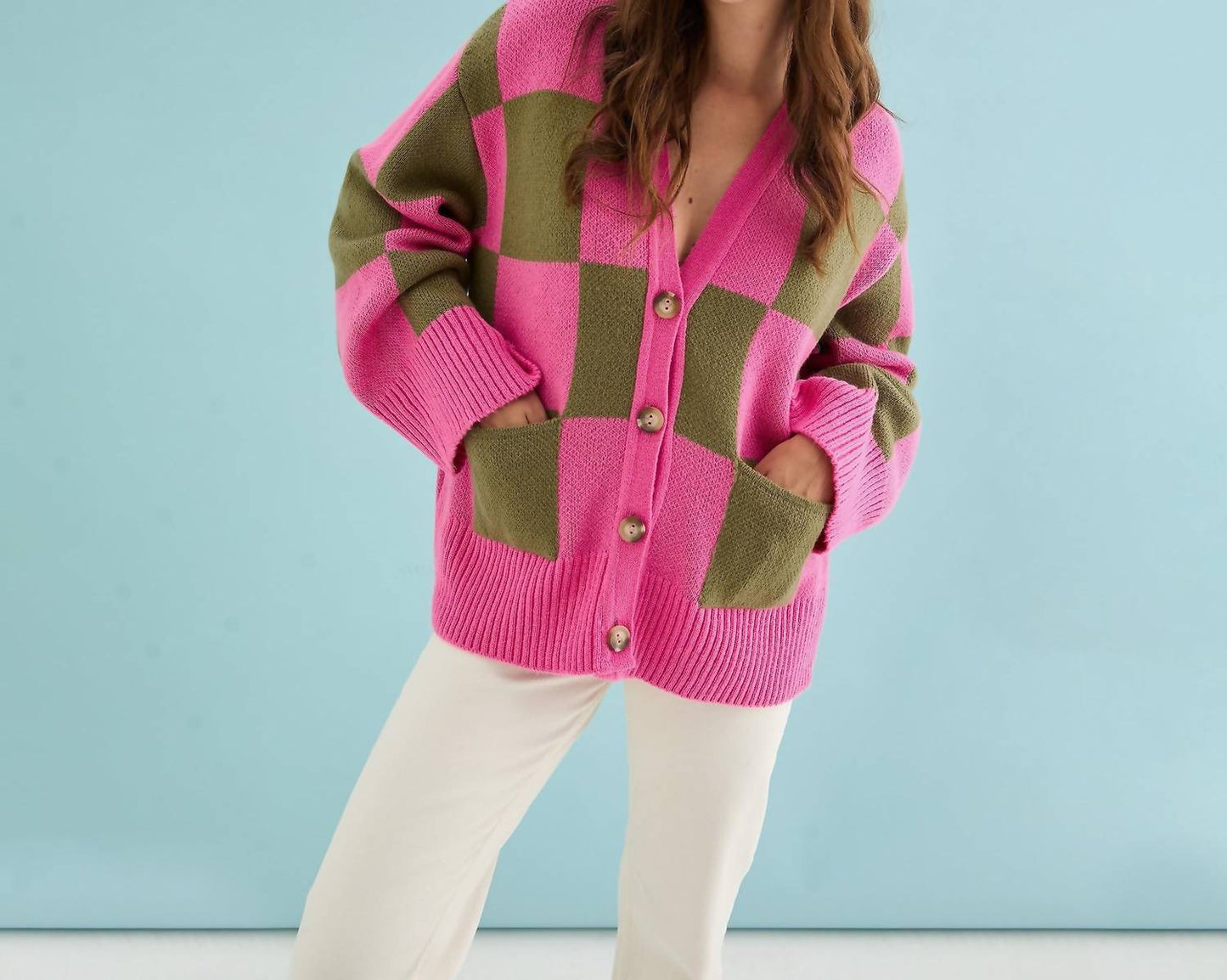 Candice Karierte Strickjacke