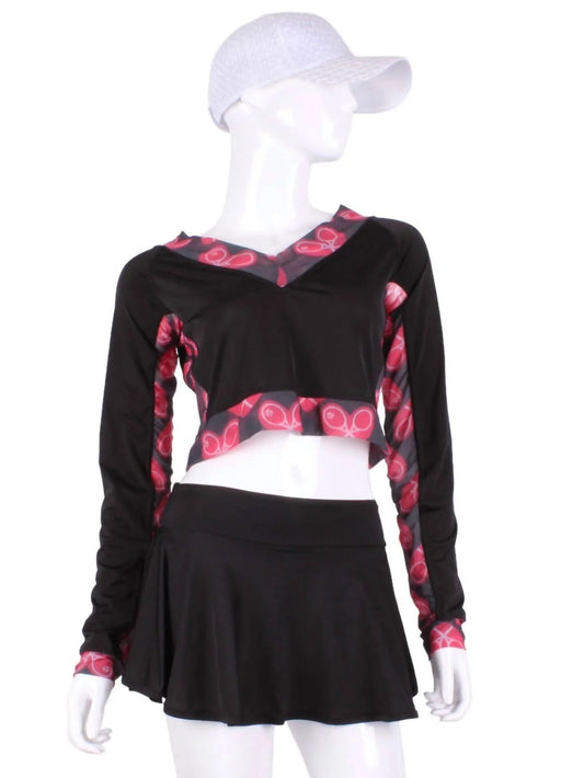Women's Vee Heart Mesh Crop Top