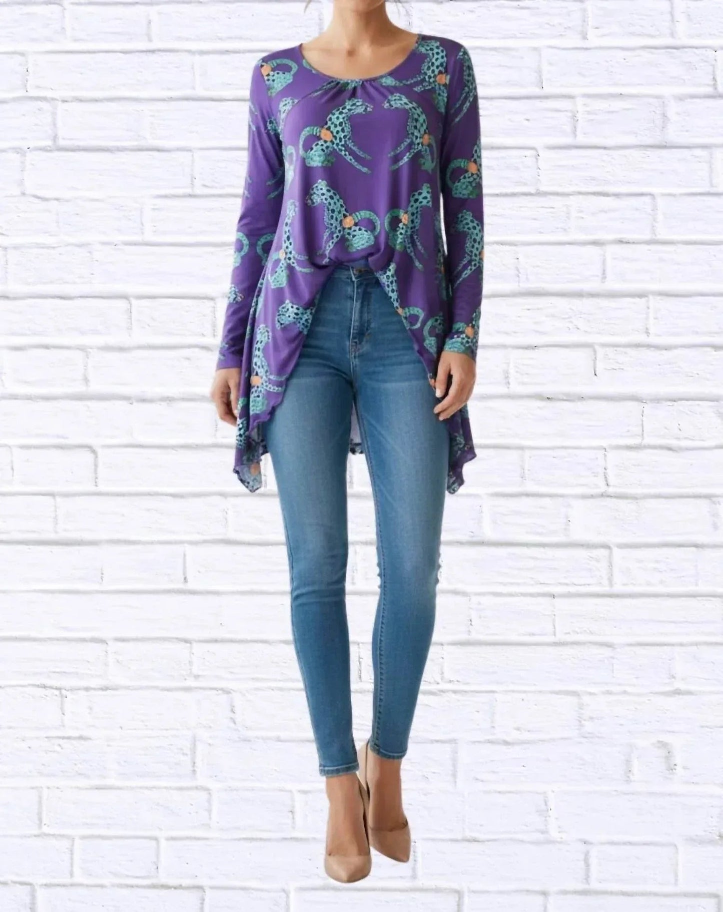 Sibella Pleated Front Long Sleeve Blouse