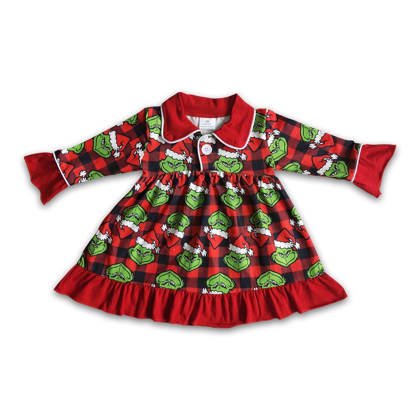 Langärmliges grünes Baby-Mädchen-Weihnachtskleid