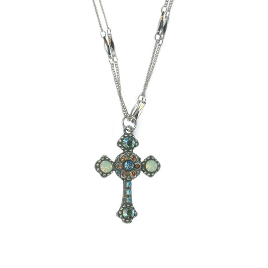 Women's Forget Me Not Cross Pendant