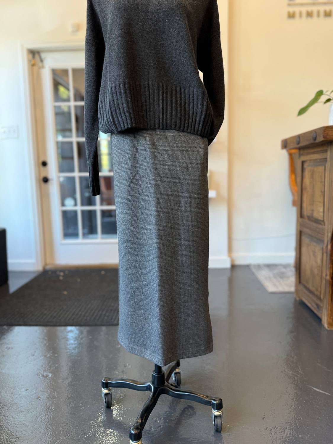 Women's Plaid Jersey Midi Skirt