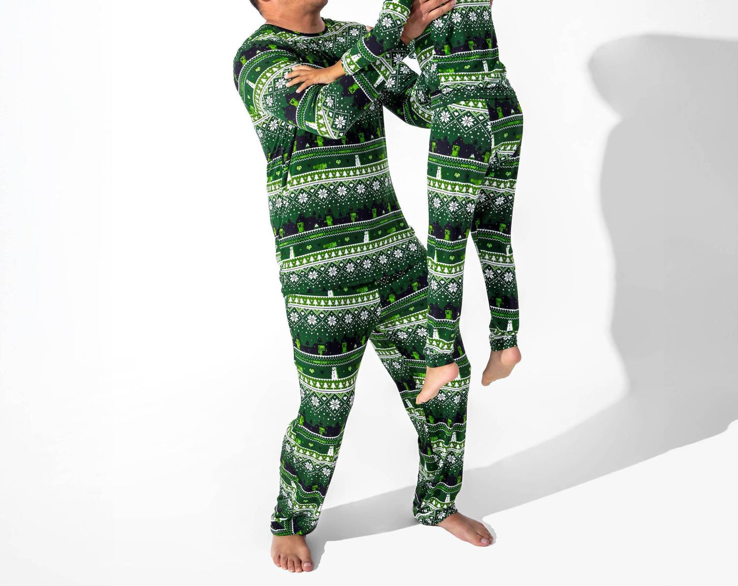 Men's Minecraft Creeper Holiday Bamboo Pajama Set