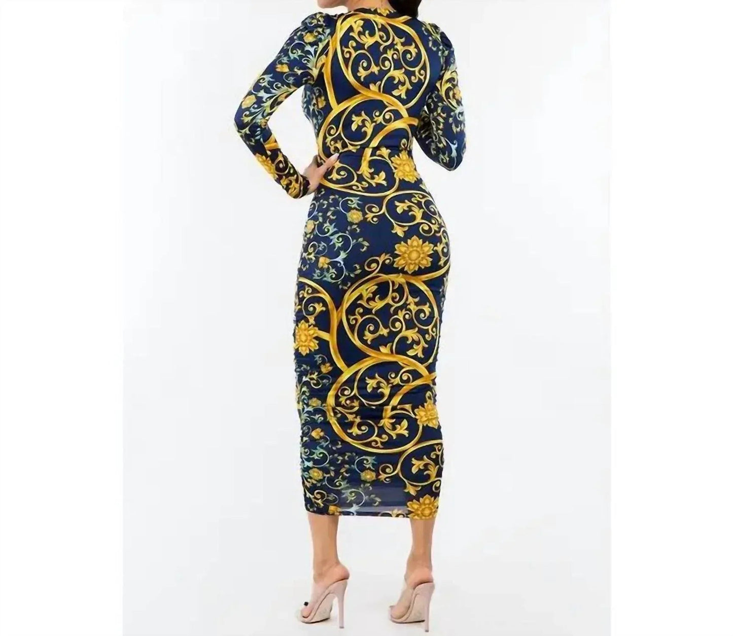 Ruched Lined Double Layer Midi Dress