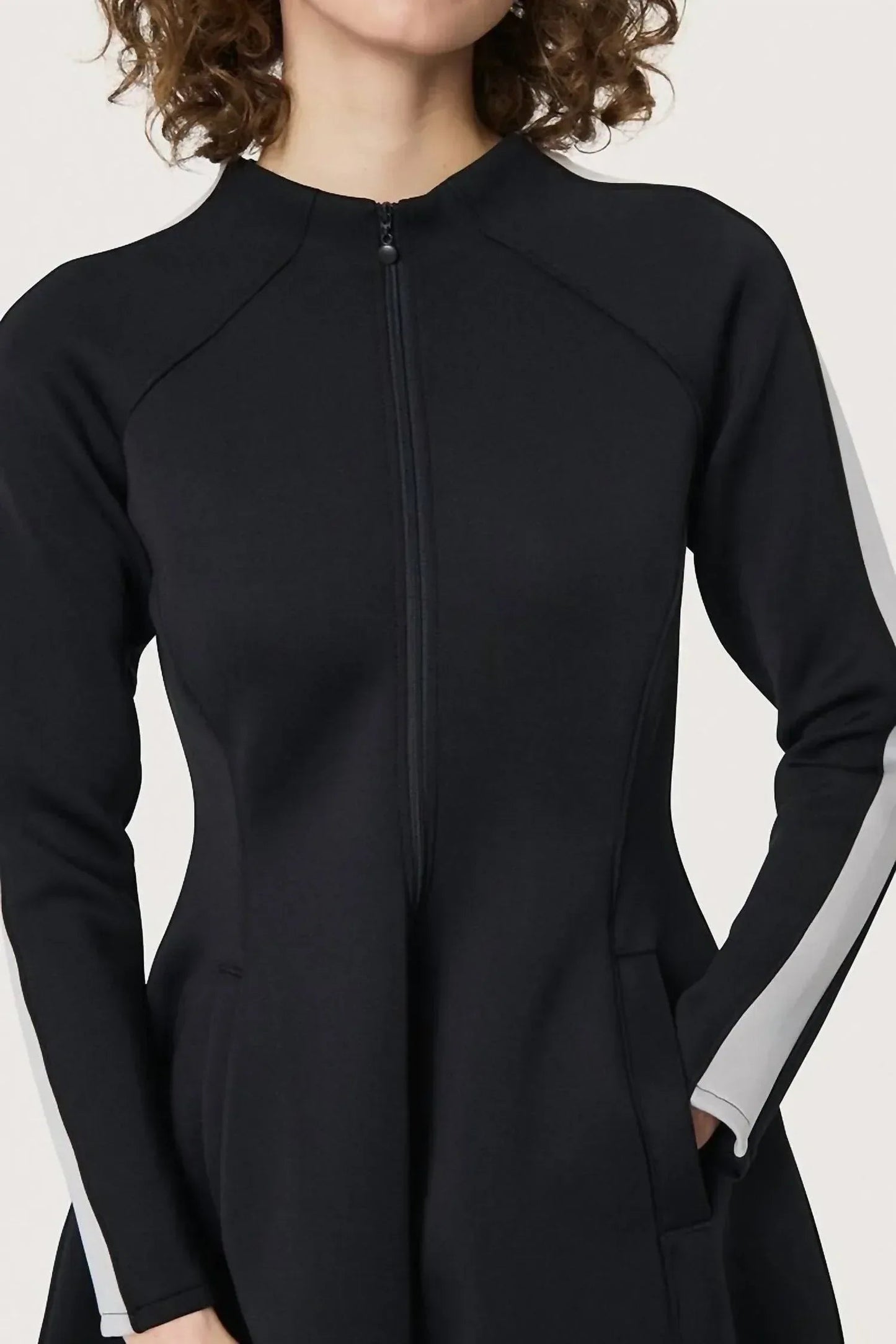 Sporty Scuba Look Half Zip Dress