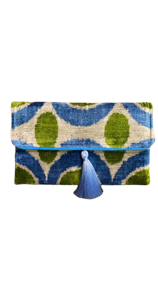 Women's Silk Velvet Ikat Clutch