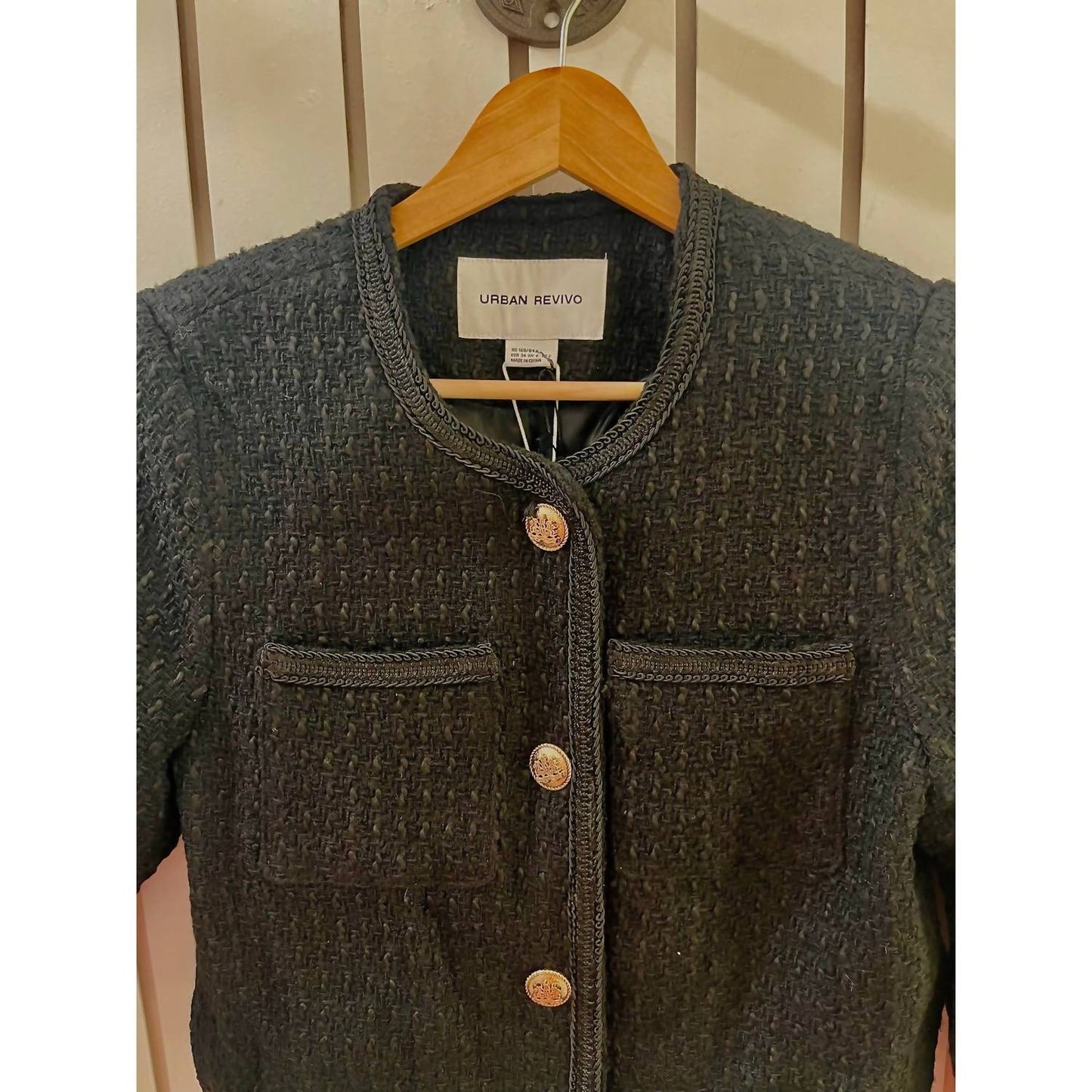 Lässige Business-Tweed-Blazer in Cropped-Länge