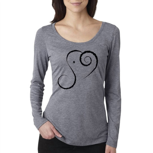 Womens Elephant Spirit Long Sleeve Scoop Neck Tee