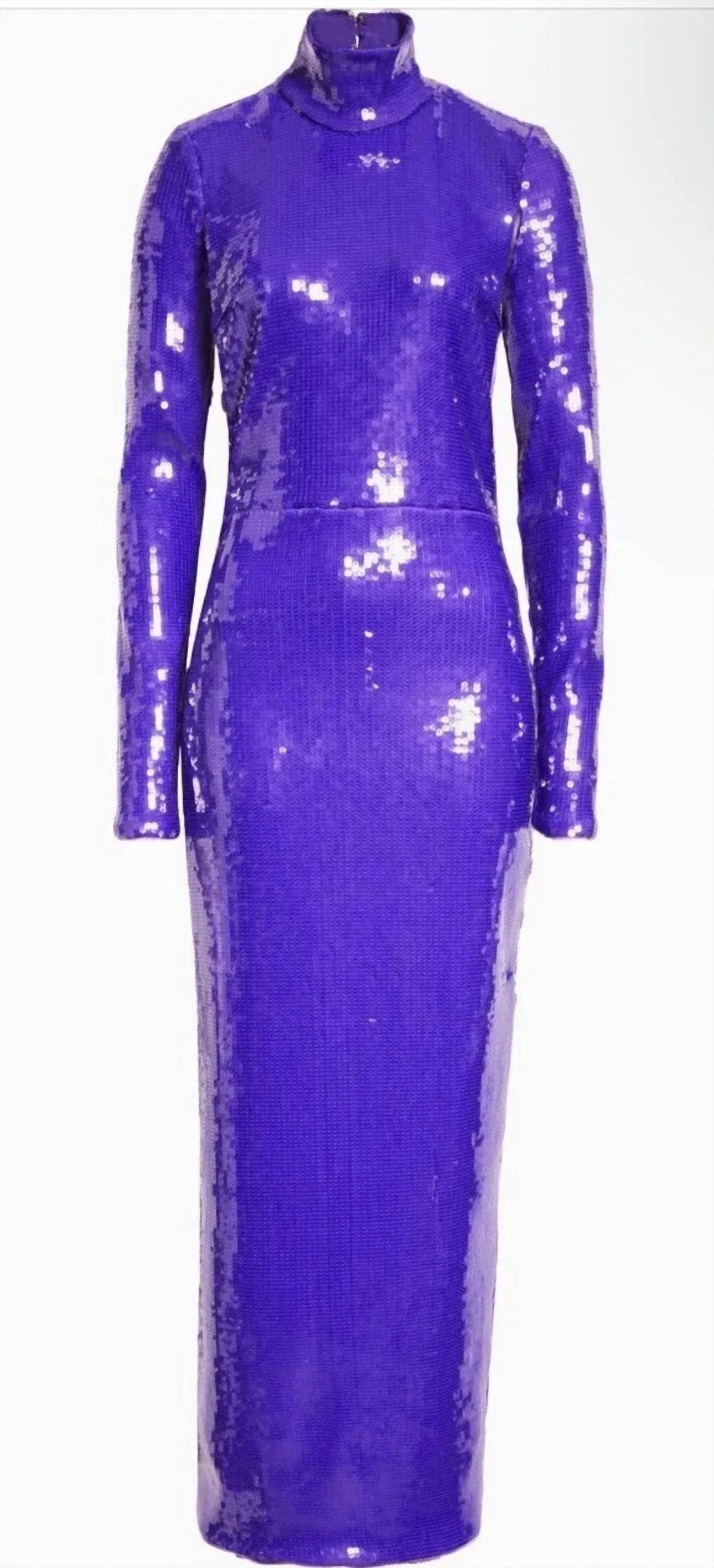 Pailletten-Rollkragen-Kleid mit langen Ärmeln und Cut-Outs im Säulen-Stil