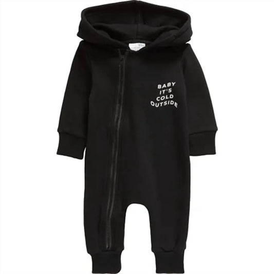 Boy's Long Sleeve Baby It’s Cold Hooded Romper
