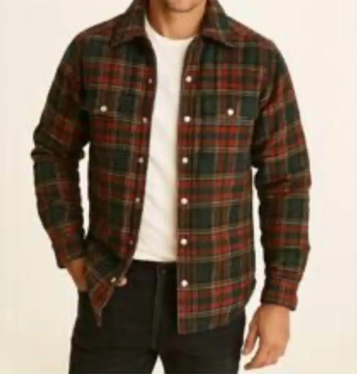 Quilted Wool Blend Plaid Shirt Jacket