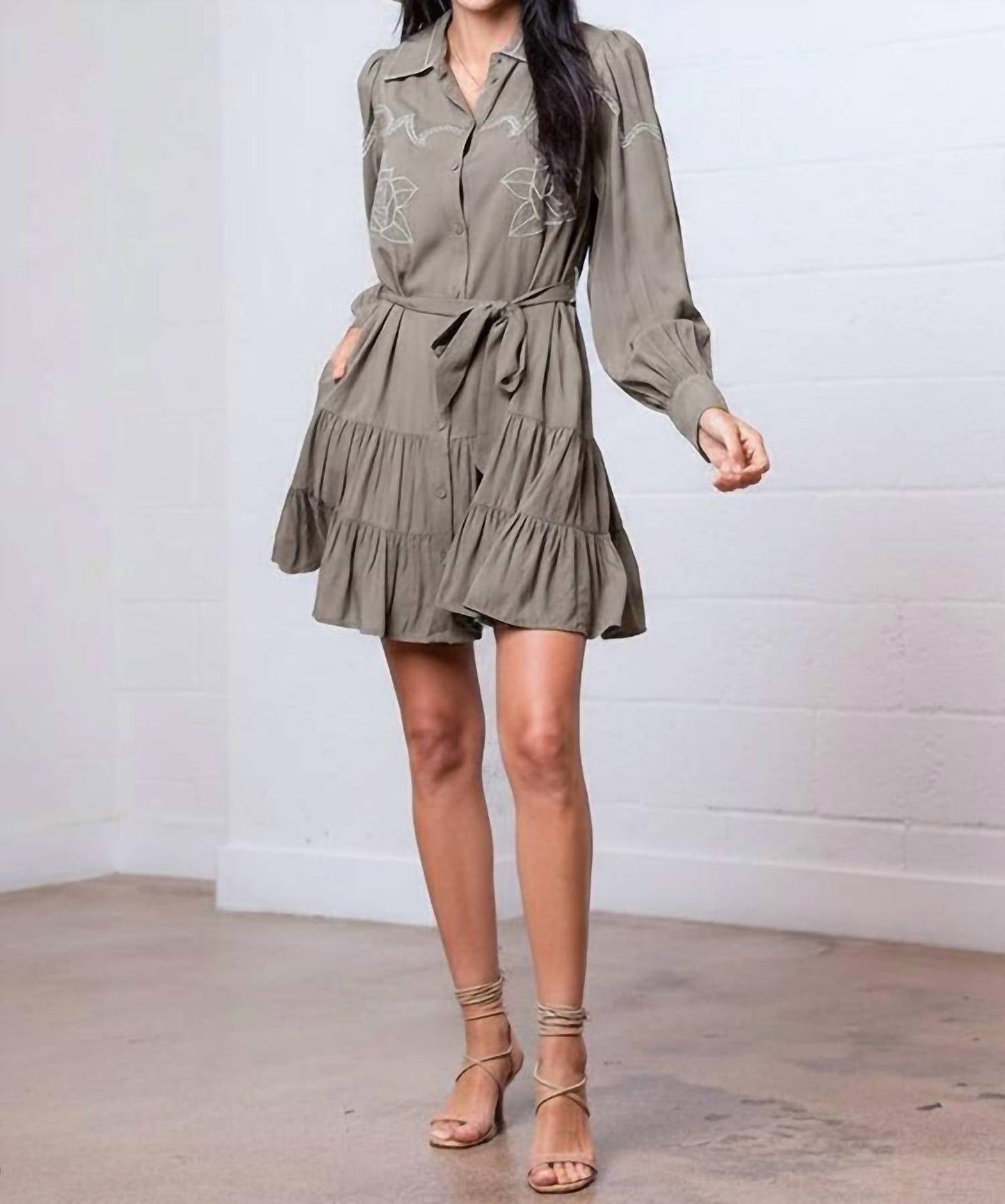 Sage Blossom Western-Minikleid