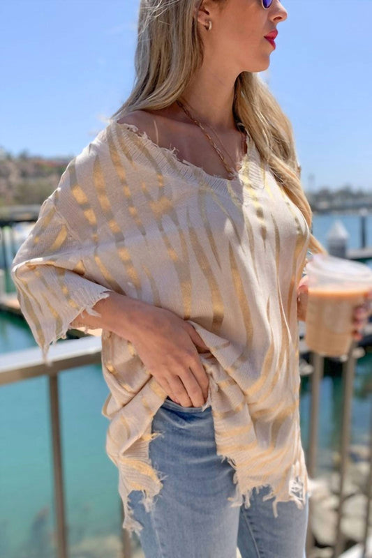 Zero Effort Zebra Knit Top