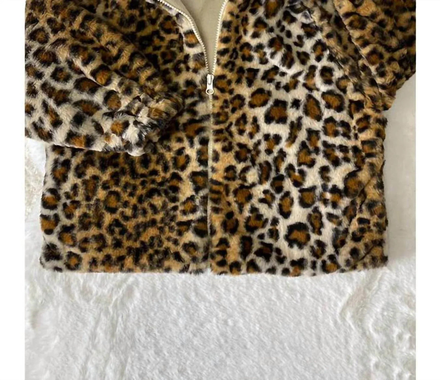Girl's Leopard Print Fleece Jacket