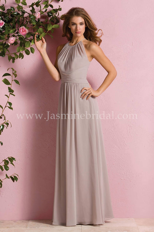 B2 Poly Chiffon Halter Gown