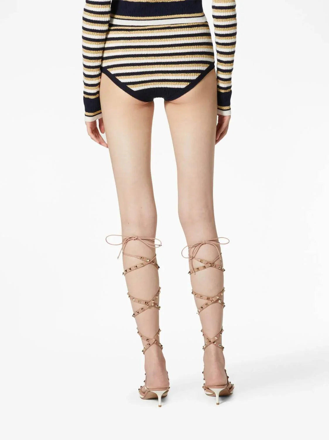 Striped Lurex Mini Shorts