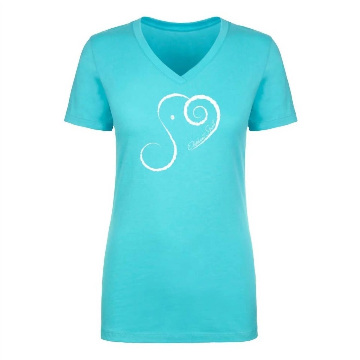 Damen T-Shirt mit Elefantenmotiv aus Baumwollmischung, V-Ausschnitt, Kurzarm