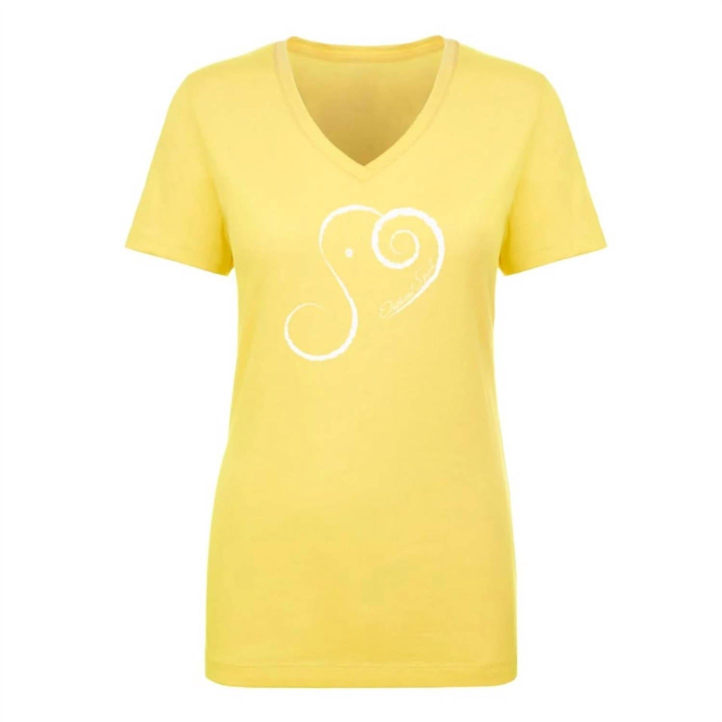 Damen T-Shirt mit V-Ausschnitt, kurzen Ärmeln und Elefanten-Spirit-Motiv, Baumwollmischung