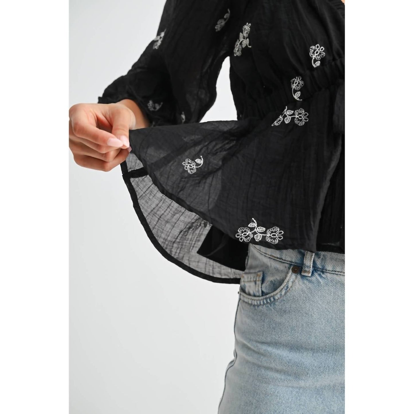 Raina Embroidered Tie Detail Blouse