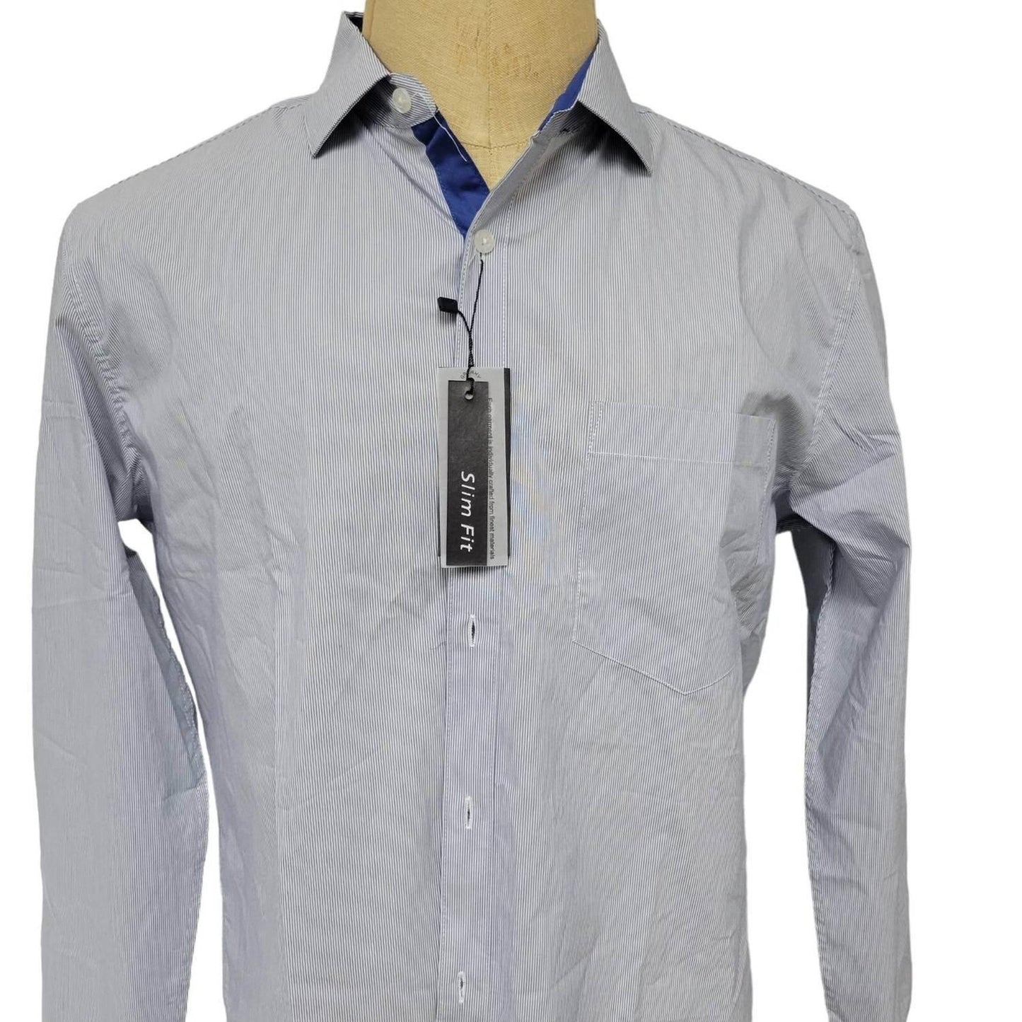 Men's Long Sleeve Slim Fit Striped Shirt