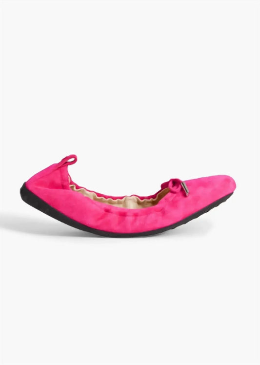 Women's Bow-embellished Suede Ballet Flats