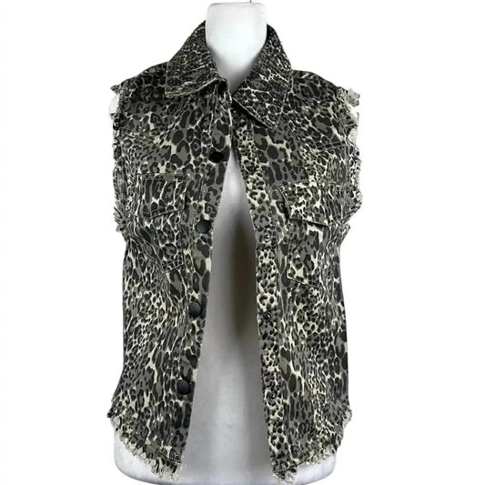 Women's Animal Print Distressed Vest