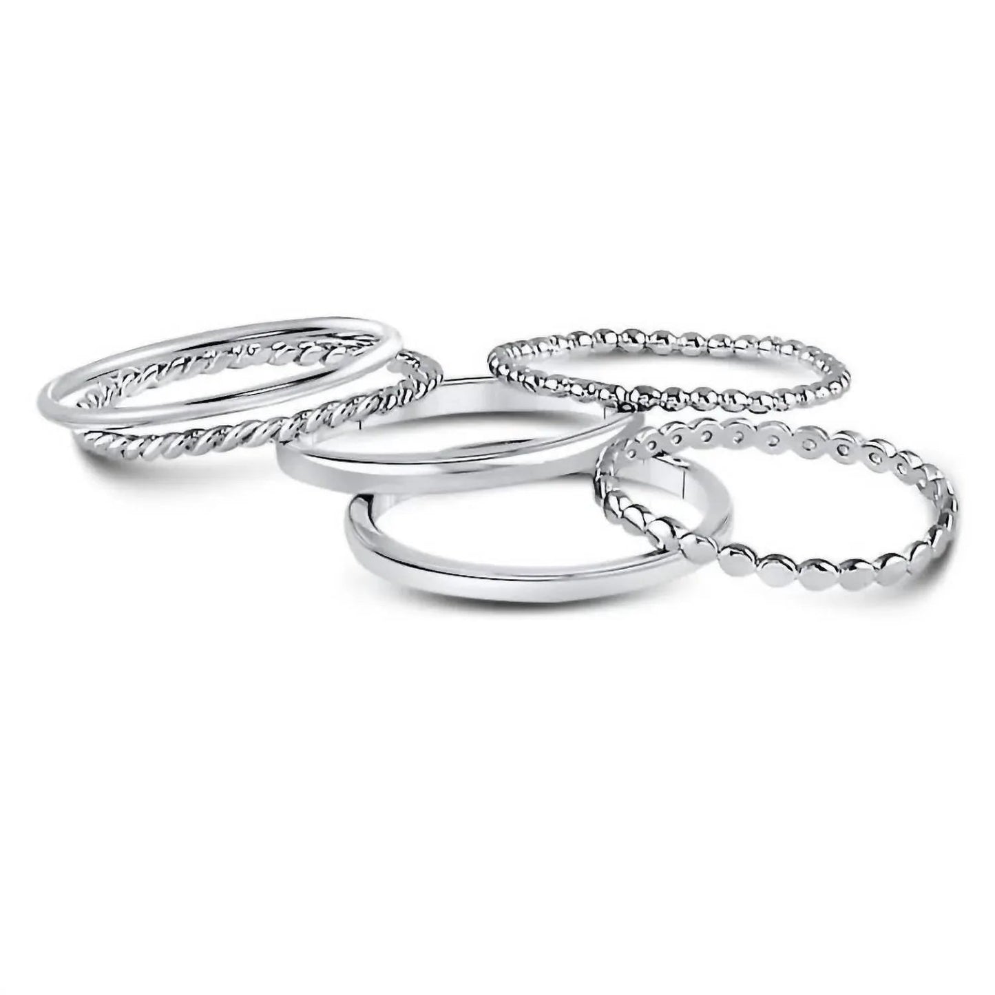 Women's Sterling Silver 6 Bands Stackable Set Ring