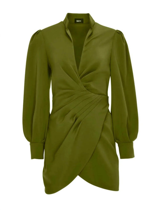 Deep V Draped Mini Dress