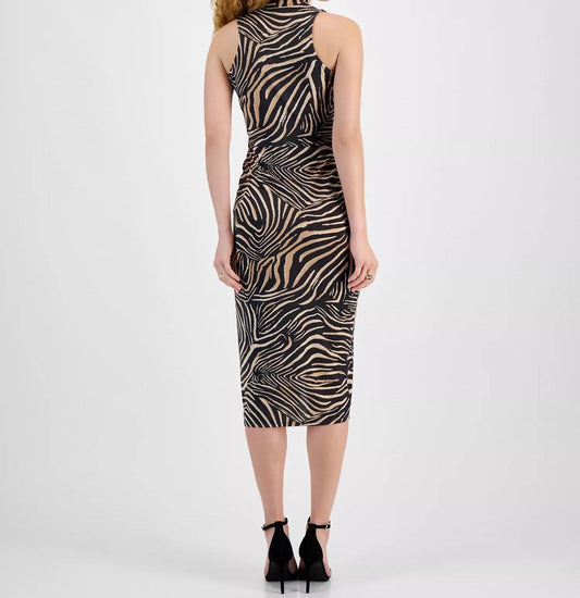 Animal Print Faux-wrap Sheath Dress