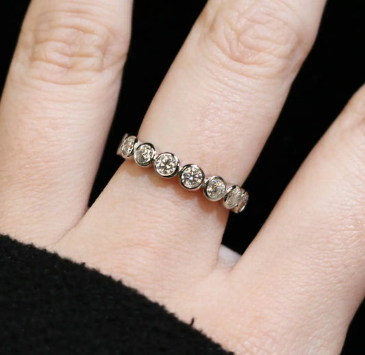 Women's Sterling Silver Moissanite Eternity Band Ring