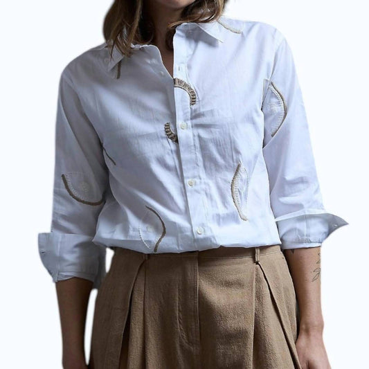 Gathered Embroidered Shirt