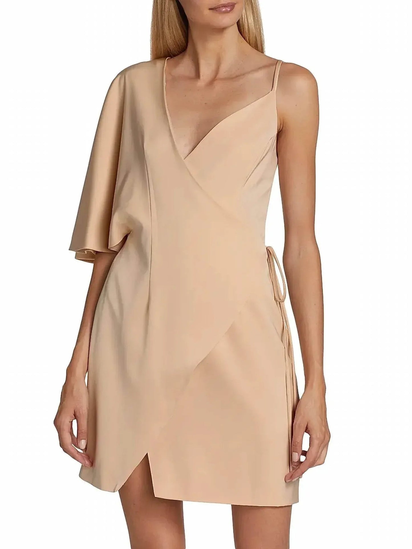 Laurel Wrap Silhouette Flutter Sleeve Mini Dress