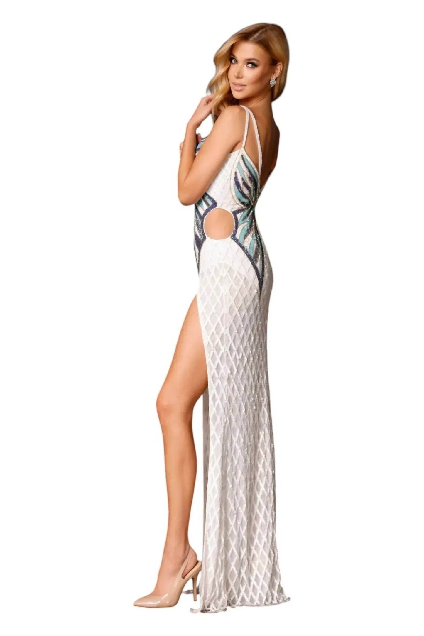 Sequin Butterfly Prom Dress