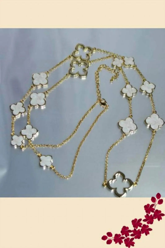 Damen-Kleeblatt-Kette, lange Halskette