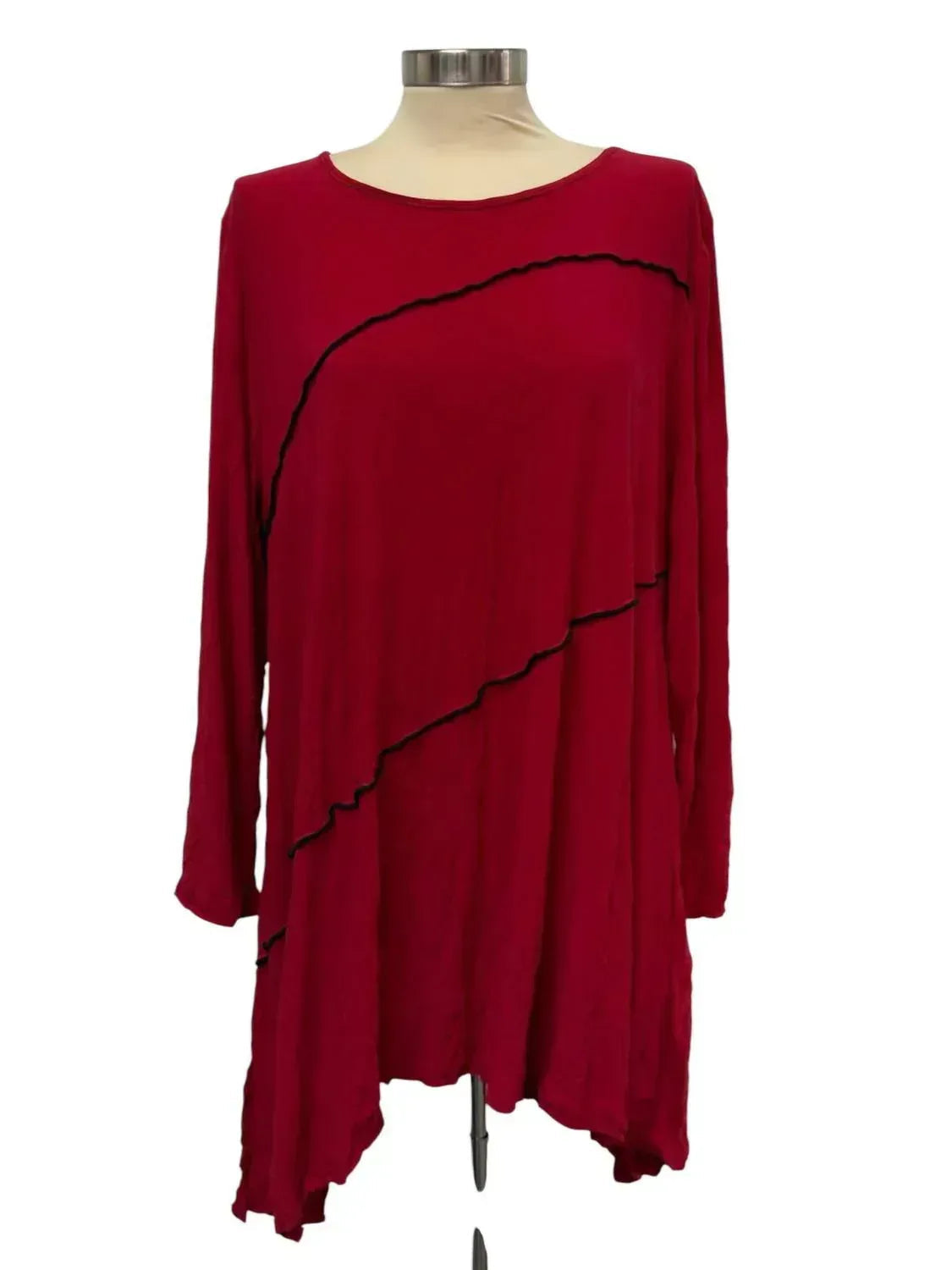 Damen-Tunika-Top mit asymmetrischem Saum