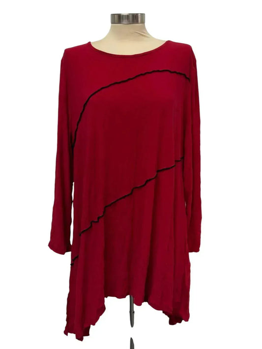 Damen-Tunika-Top mit asymmetrischem Saum
