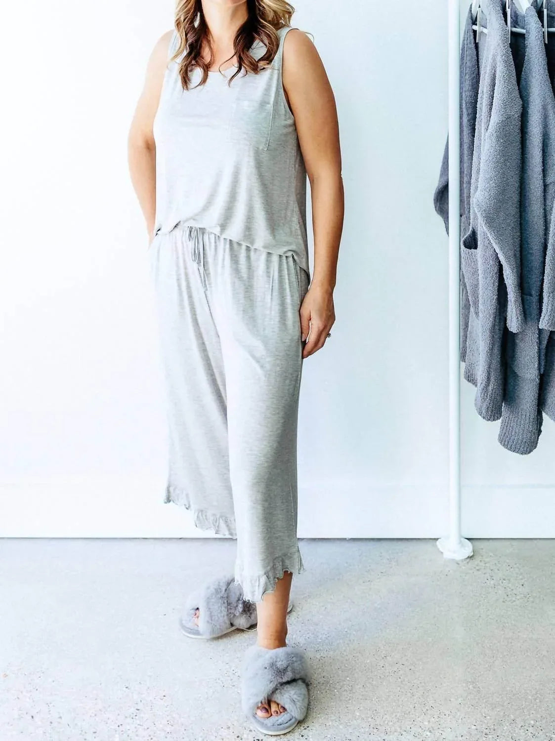 Riley Ruffle Hem & Tank Bamboo Pajamas