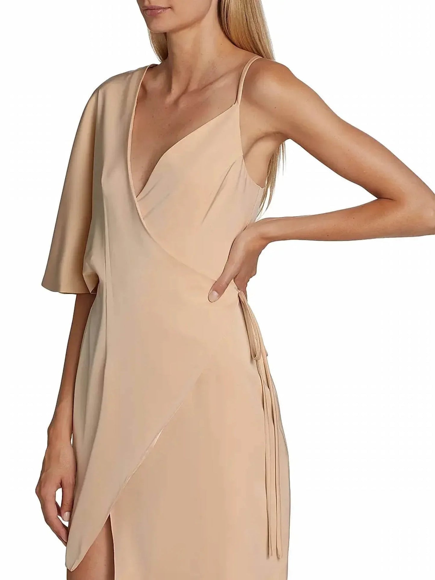 Laurel Wrap Silhouette Flutter Sleeve Mini Dress