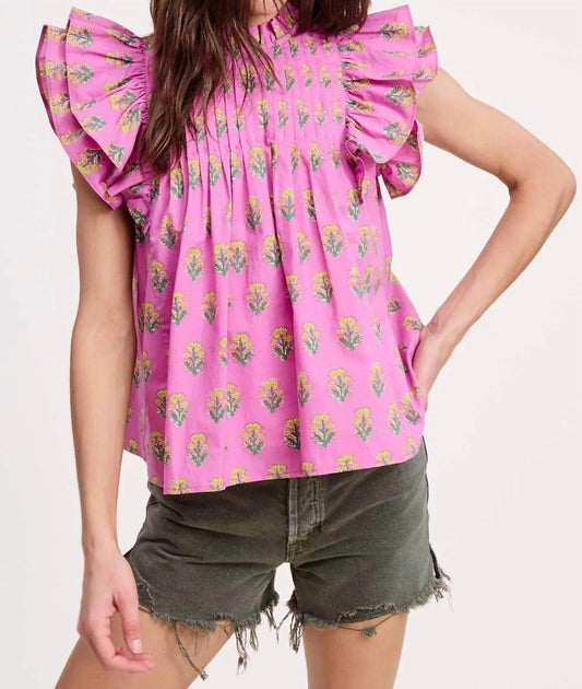 Floral Cluster Ruffle Blouse