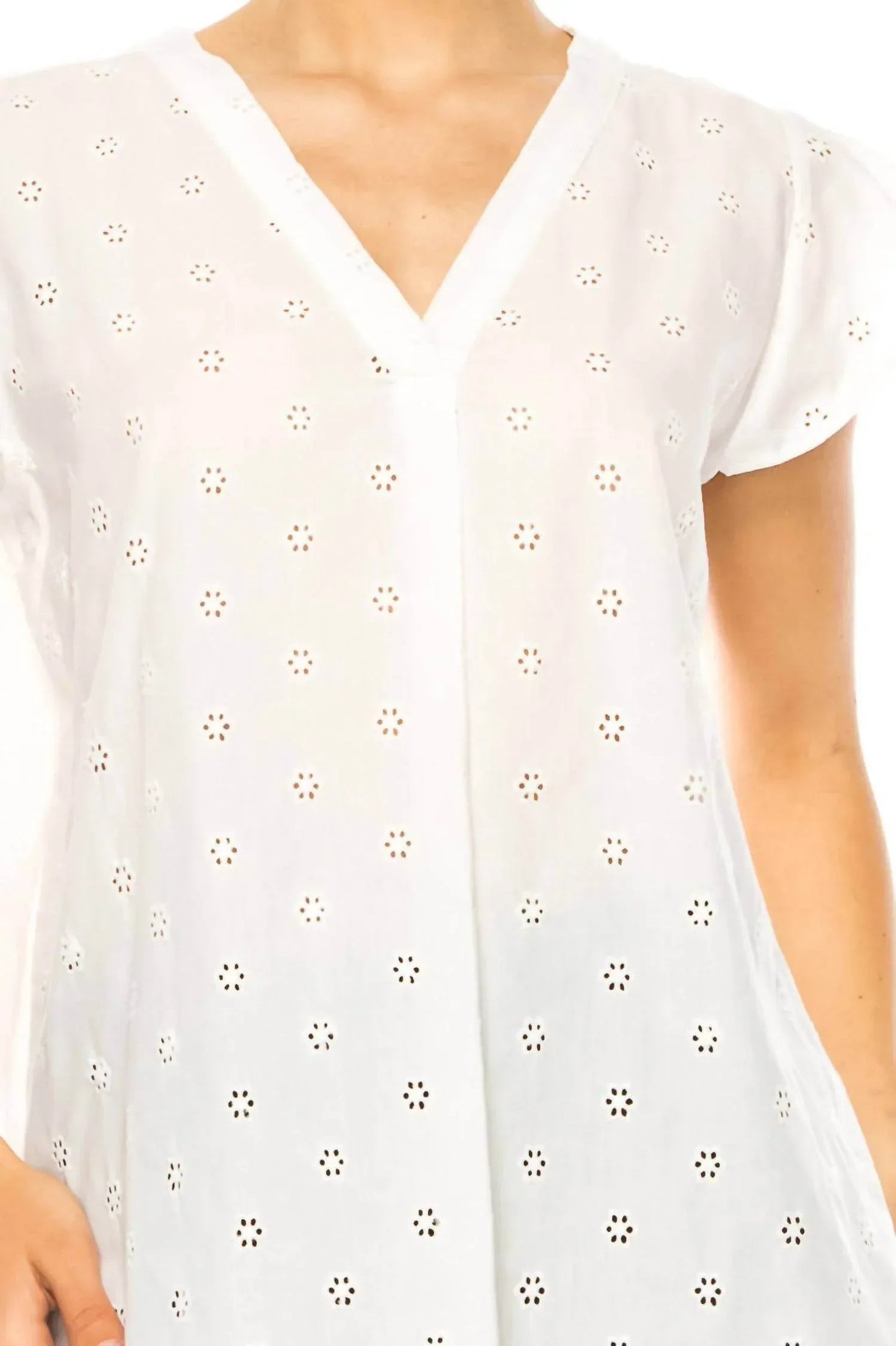 Floral Eyelet Cap Sleeve Top