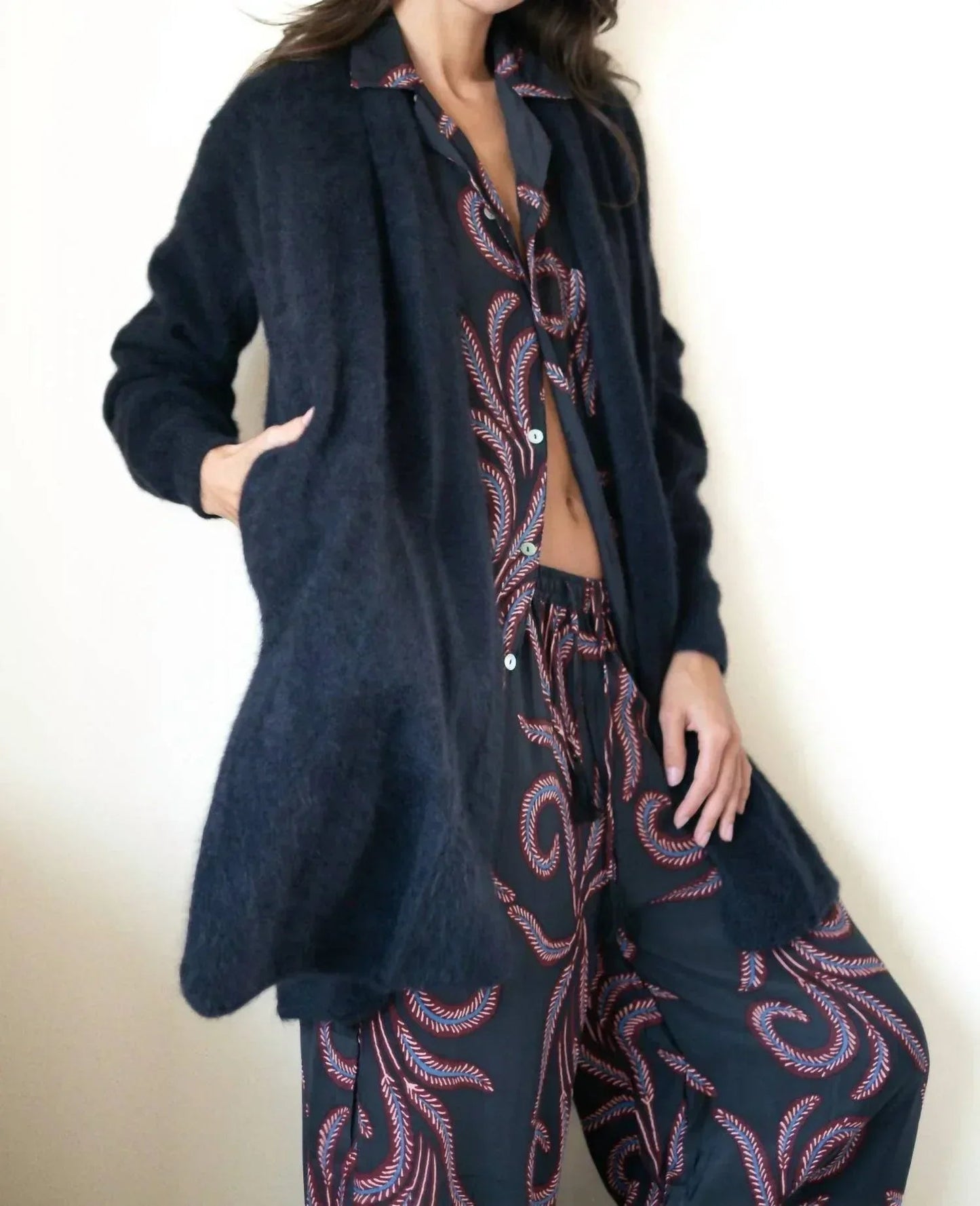Langer Waschbären-Cardigan