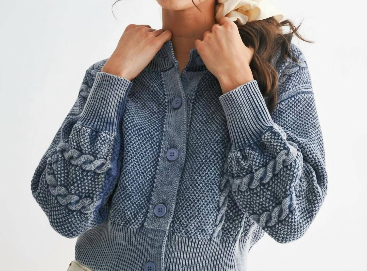 Cardigan aus gewaschenem Zopfstrick