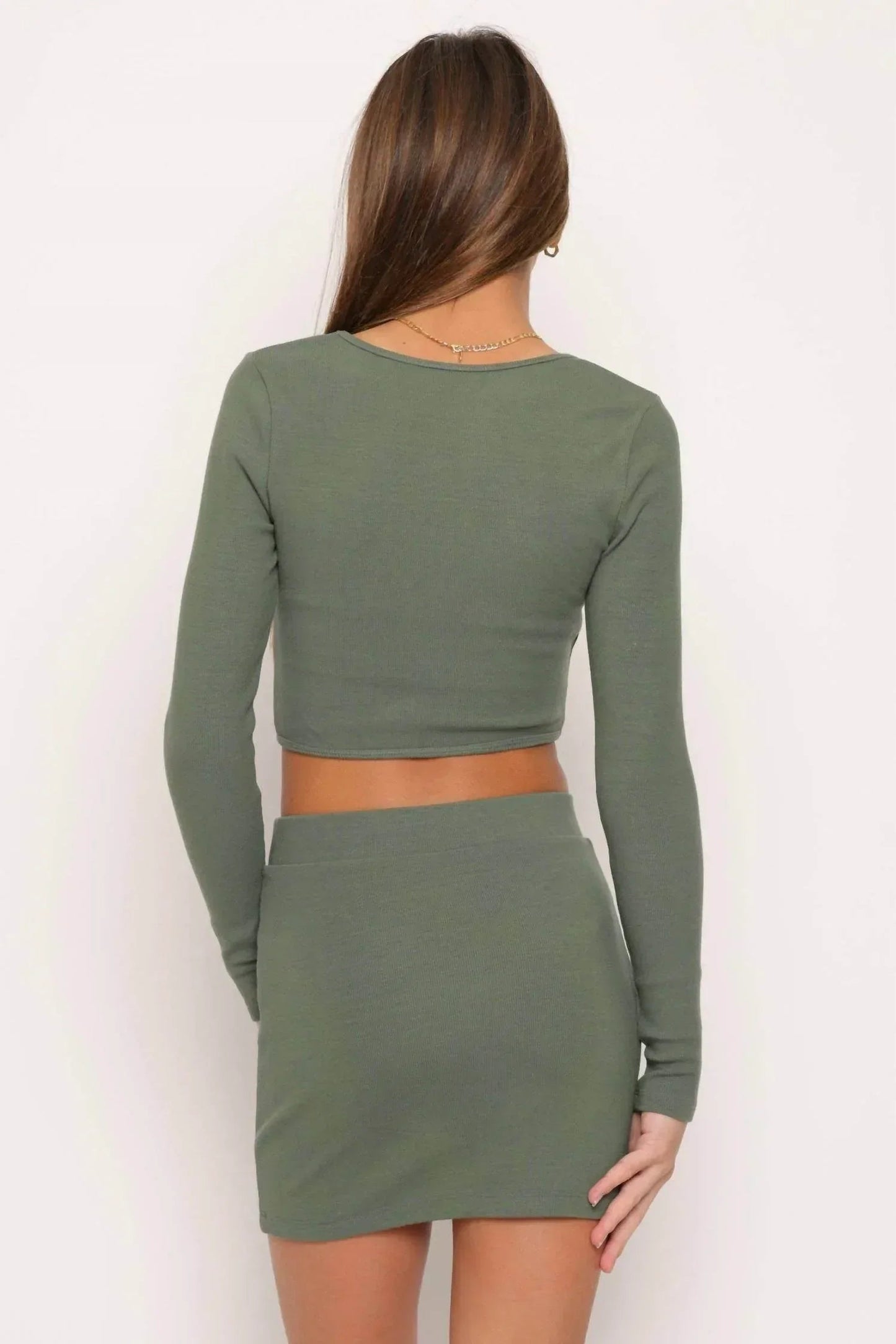 Girls' Long Sleeve Ribbed Corset Top