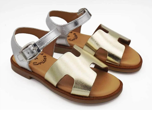 Metallic-Leder-Sandalen für Mädchen