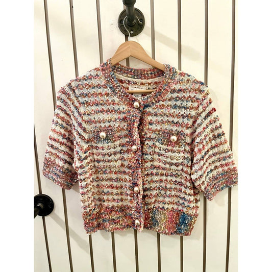 Women's Knit Sweater With Pearl Buttons