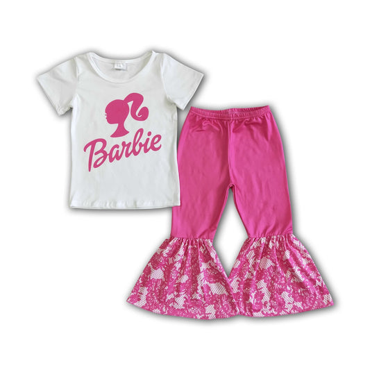 Weißes Hemd, pinkfarbene Schlaghose, süße Party-Outfits für Mädchen