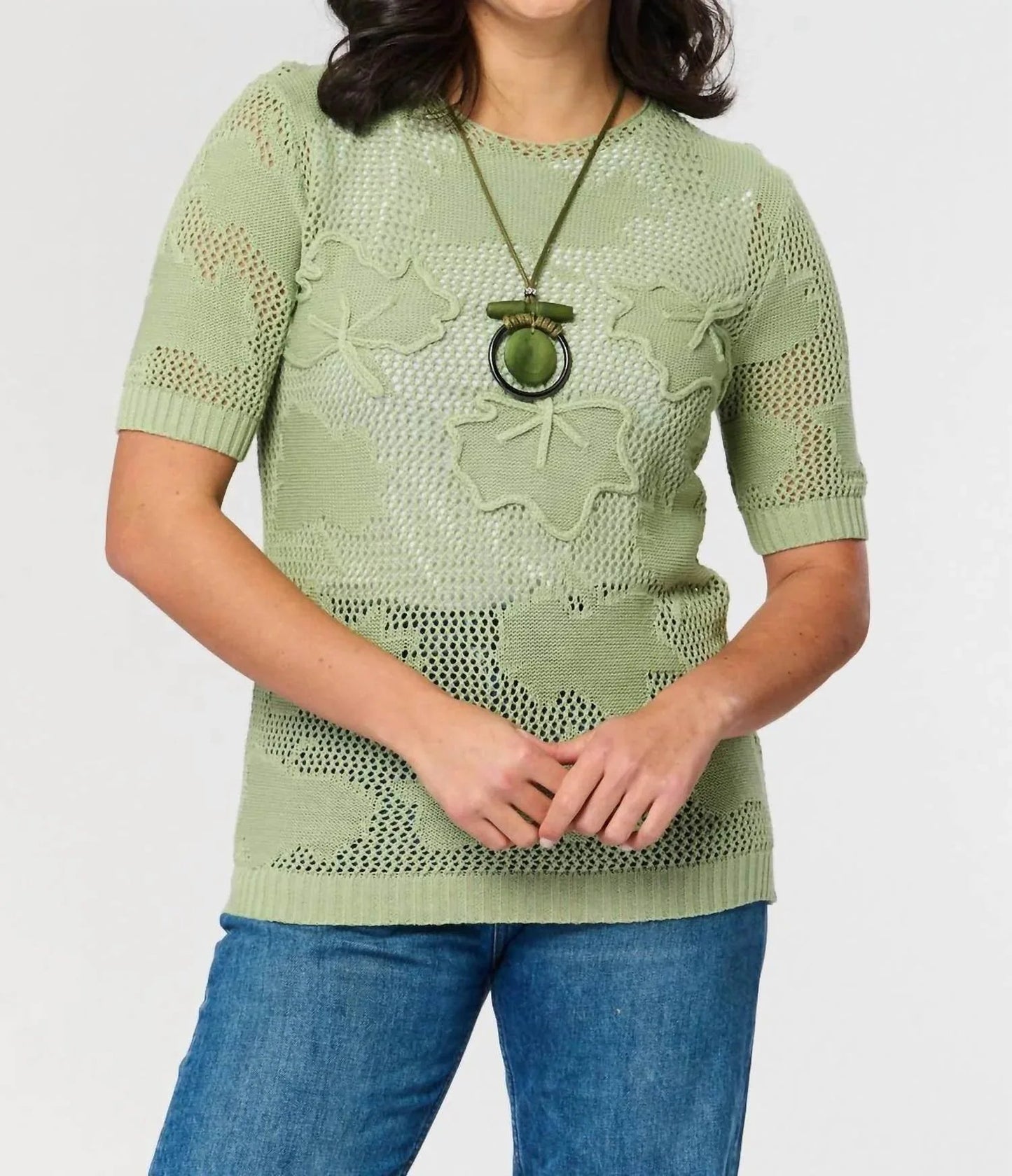 Cotton Leaf Fishnet Jumper