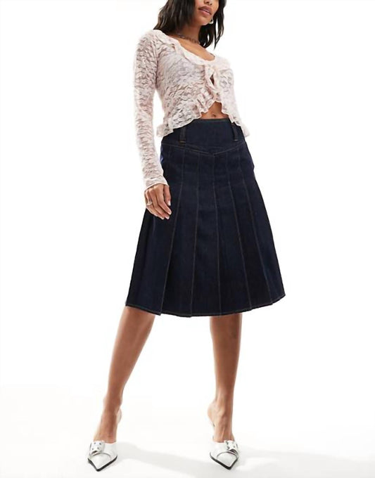 Denim Pleated Skirt